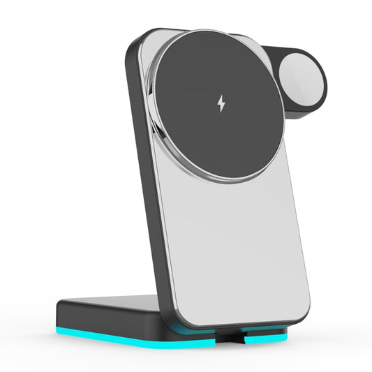 H62 RGB LED Light 3 in 1 Foldable Wireless Charger(Black) - Wireless Charger by buy2fix | Online Shopping UK | buy2fix