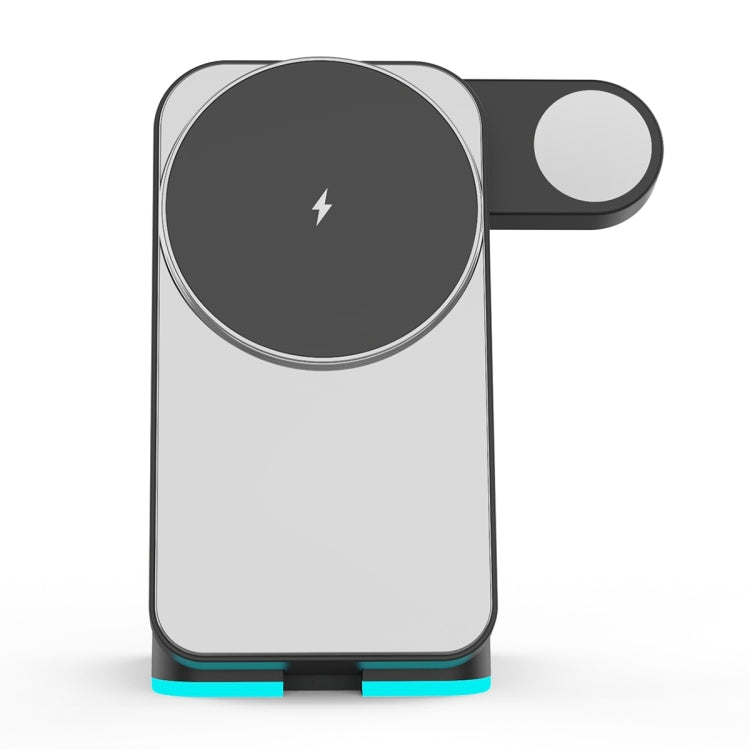 H62 RGB LED Light 3 in 1 Foldable Wireless Charger(Black) - Wireless Charger by buy2fix | Online Shopping UK | buy2fix