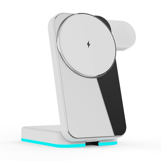 H62 RGB LED Light 3 in 1 Foldable Wireless Charger(White) - Wireless Charger by buy2fix | Online Shopping UK | buy2fix