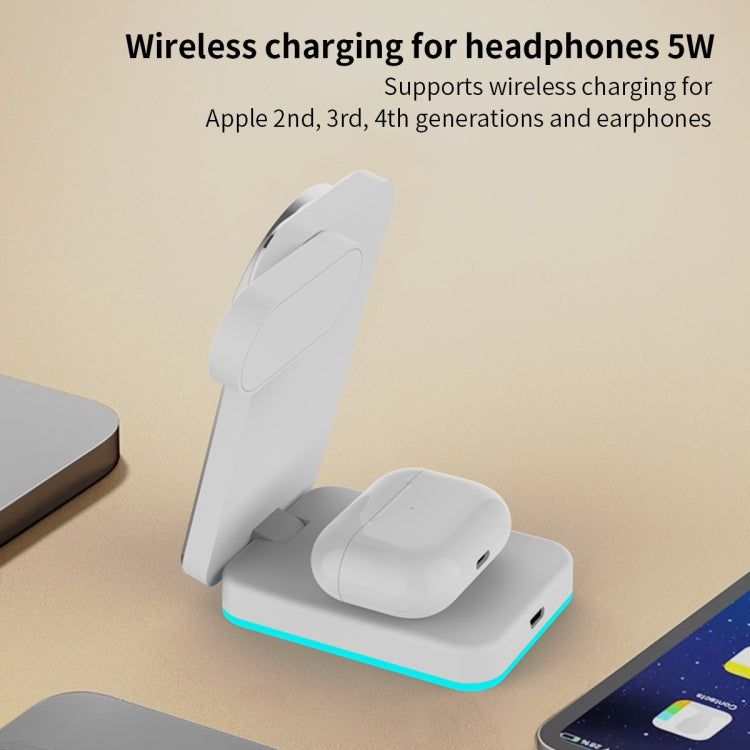 H62 RGB LED Light 3 in 1 Foldable Wireless Charger(Black) - Wireless Charger by buy2fix | Online Shopping UK | buy2fix