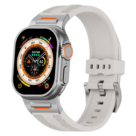 For Apple Watch 46mm / 49mm / 45mm / 44mm Trailblazer Woven Texture Silicone Watch Band(Starlight)