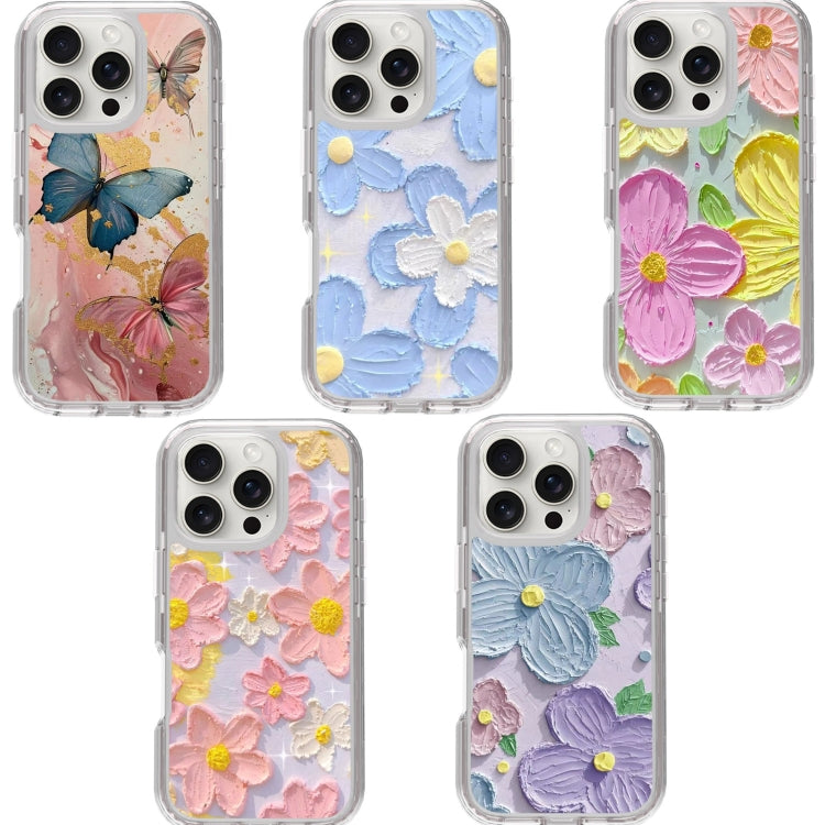 For iPhone 16 Pro Small Fresh Sticker PC + TPU Shockproof Phone Case(Colorful Flowers) - iPhone 16 Pro Cases by buy2fix | Online Shopping UK | buy2fix