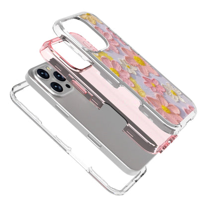 For iPhone 16 Pro Small Fresh Sticker PC + TPU Shockproof Phone Case(Pink Flower) - iPhone 16 Pro Cases by buy2fix | Online Shopping UK | buy2fix