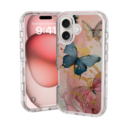 For iPhone 16 Plus Small Fresh Sticker PC + TPU Shockproof Phone Case(Butterfly) - iPhone 16 Plus Cases by buy2fix | Online Shopping UK | buy2fix