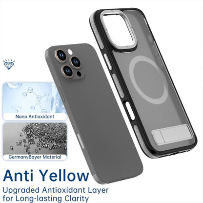 For iPhone 16 Pro Max Dual-Color Skin Feel Magsafe Phone Case with Holder(Grey) - iPhone 16 Pro Max Cases by buy2fix | Online Shopping UK | buy2fix