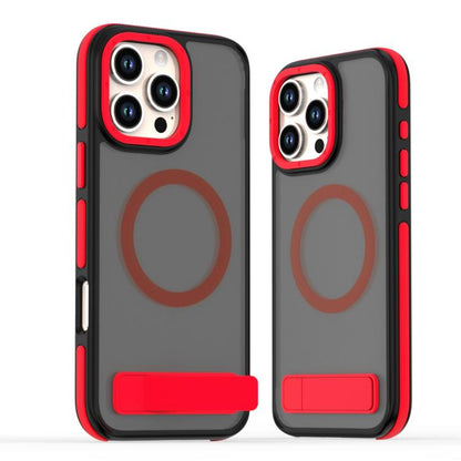 For iPhone 16 Pro Max Dual-Color Skin Feel Magsafe Phone Case with Holder(Red) - iPhone 16 Pro Max Cases by buy2fix | Online Shopping UK | buy2fix