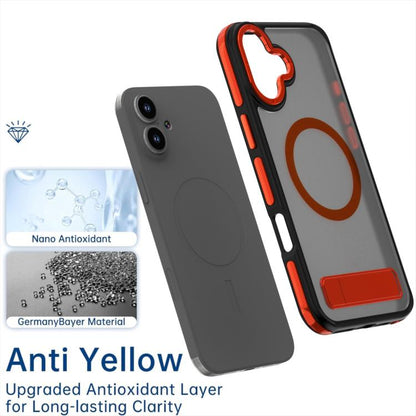 For iPhone 16 Plus Dual-Color Skin Feel Magsafe Phone Case with Holder(Orange) - iPhone 16 Plus Cases by buy2fix | Online Shopping UK | buy2fix