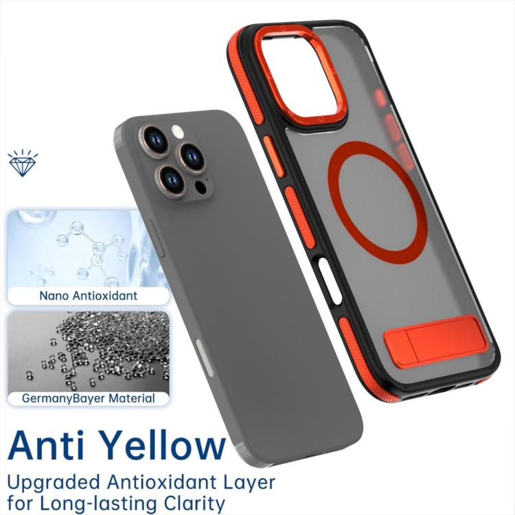 For iPhone 15 Pro Max Dual-Color Skin Feel Magsafe Phone Case with Holder(Orange) - iPhone 15 Pro Max Cases by buy2fix | Online Shopping UK | buy2fix