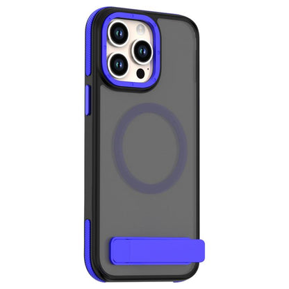For iPhone 15 Pro Max Dual-Color Skin Feel Magsafe Phone Case with Holder(Blue) - iPhone 15 Pro Max Cases by buy2fix | Online Shopping UK | buy2fix