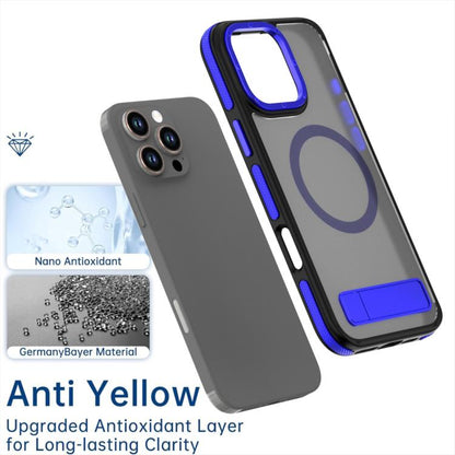 For iPhone 15 Pro Dual-Color Skin Feel Magsafe Phone Case with Holder(Blue) - iPhone 15 Pro Cases by buy2fix | Online Shopping UK | buy2fix