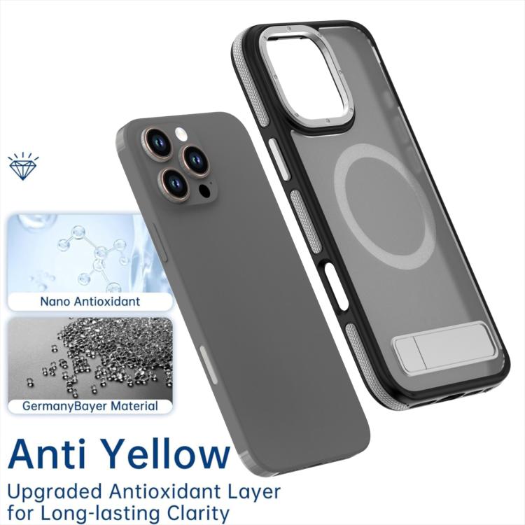 For iPhone 15 Plus / 14 Plus Dual-Color Skin Feel Magsafe Phone Case with Holder(Grey) - iPhone 15 Plus Cases by buy2fix | Online Shopping UK | buy2fix