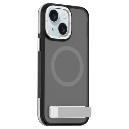 For iPhone 15 Dual-Color Skin Feel Magsafe Phone Case with Holder(Grey) - iPhone 15 Cases by buy2fix | Online Shopping UK | buy2fix