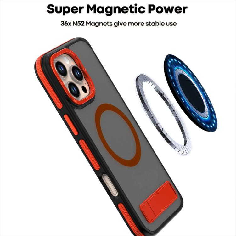 For iPhone 14 Pro Max Dual-Color Skin Feel Magsafe Phone Case with Holder(Orange) - iPhone 14 Pro Max Cases by buy2fix | Online Shopping UK | buy2fix