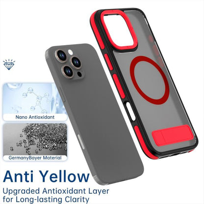 For iPhone 14 Pro Max Dual-Color Skin Feel Magsafe Phone Case with Holder(Red) - iPhone 14 Pro Max Cases by buy2fix | Online Shopping UK | buy2fix