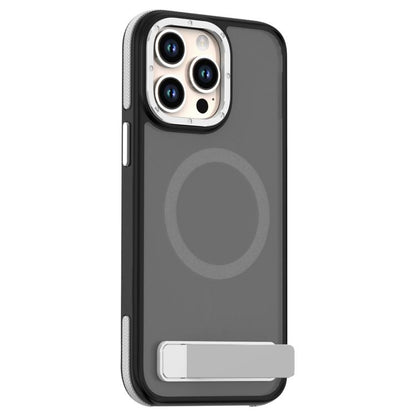 For iPhone 14 Pro Dual-Color Skin Feel Magsafe Phone Case with Holder(Grey) - iPhone 14 Pro Cases by buy2fix | Online Shopping UK | buy2fix
