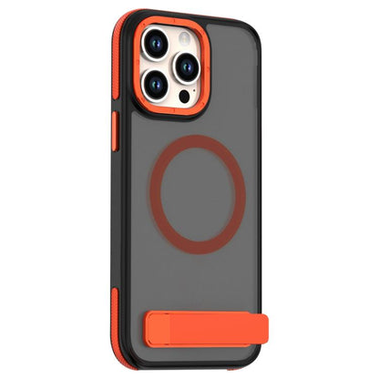 For iPhone 14 Pro Dual-Color Skin Feel Magsafe Phone Case with Holder(Orange) - iPhone 14 Pro Cases by buy2fix | Online Shopping UK | buy2fix