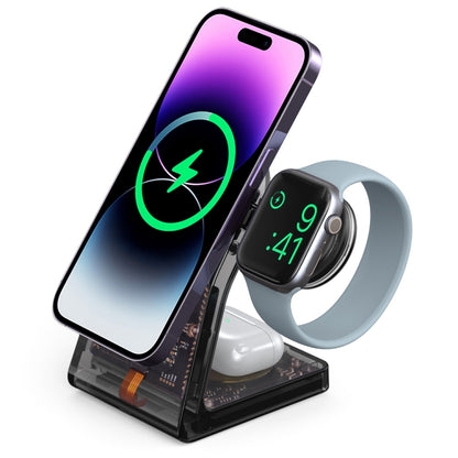 LFX-198 15W Transparent MagSafe Wireless Charging Stand with Removable Watch Charger(Gold) - Multifunction Charger by buy2fix | Online Shopping UK | buy2fix