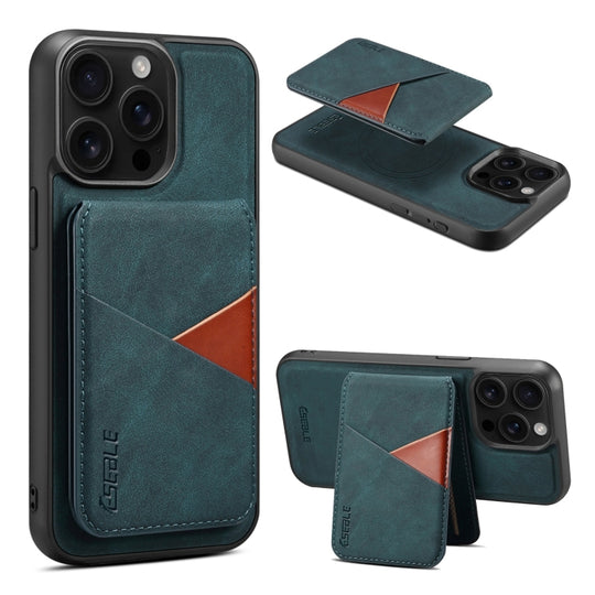 For iPhone 13 Pro Max ESEBLE E2 Retro Texture Card Slots MagSafe RFID Leather Case(Dark Green)