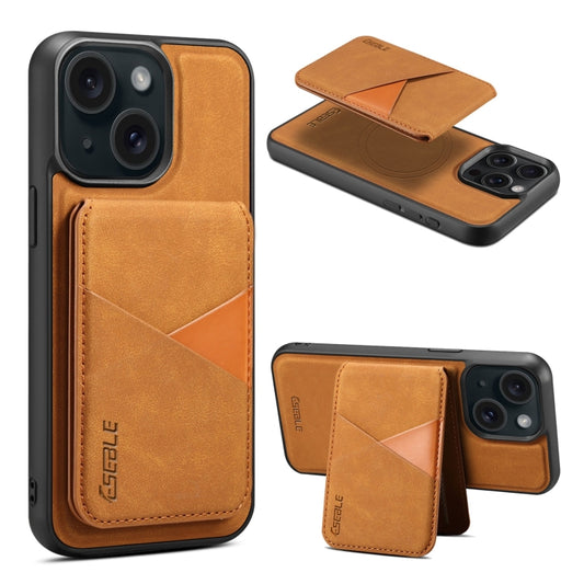 For iPhone 15 Plus / 14 Plus ESEBLE E2 Retro Texture Card Slots MagSafe RFID Leather Case(Yellow) - iPhone 15 Plus Cases by ESEBLE | Online Shopping UK | buy2fix