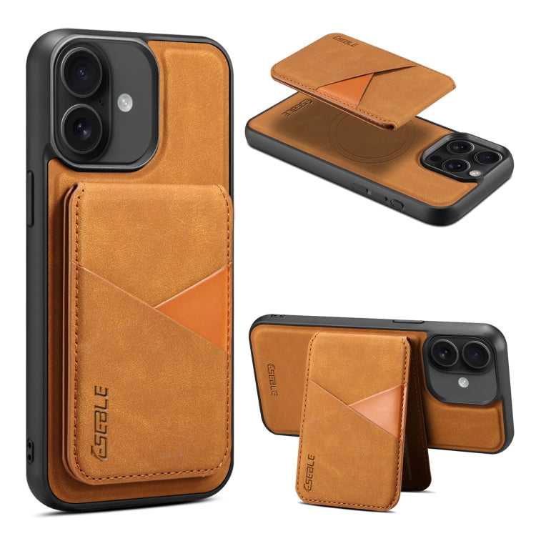 For iPhone 16 ESEBLE E2 Retro Texture Card Slots MagSafe RFID Leather Case(Yellow) by ESEBLE
