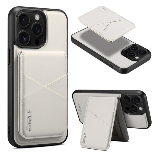 For iPhone 13 Pro Max ESEBLE E3 Plain Texture Card Slots MagSafe RFID Leather Case(Ivory)