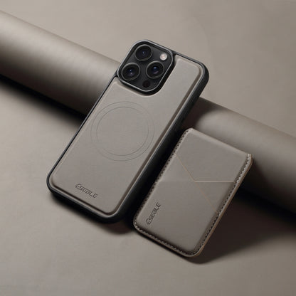 For iPhone 15 Plus / 14 Plus ESEBLE E3 Plain Texture Card Slots MagSafe RFID Leather Case(Grey) - iPhone 15 Plus Cases by ESEBLE | Online Shopping UK | buy2fix