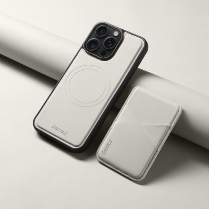 For iPhone 15 ESEBLE E3 Plain Texture Card Slots MagSafe RFID Leather Case(Ivory) - iPhone 15 Cases by ESEBLE | Online Shopping UK | buy2fix