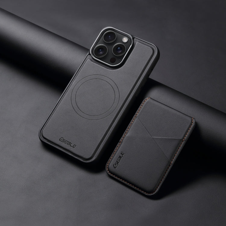 For iPhone 15 Pro Max ESEBLE E3 Plain Texture Card Slots MagSafe RFID Leather Case(Black) - iPhone 15 Pro Max Cases by ESEBLE | Online Shopping UK | buy2fix