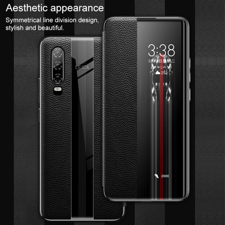 For Huawei P30 Pro Genuine Leather Smart Flip Protective Case(Red) - Huawei Cases by buy2fix | Online Shopping UK | buy2fix