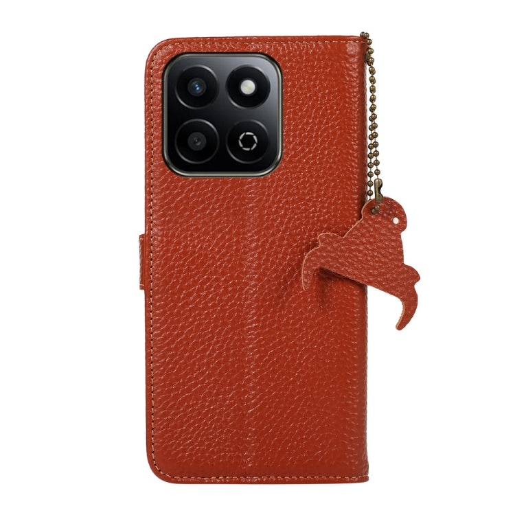 For Honor Play 60 Plus Genuine Leather Litchi Texture RFID Leather Phone Case(Coffee) - Honor Cases by buy2fix | Online Shopping UK | buy2fix