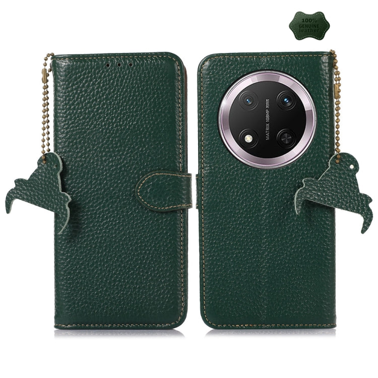 For Honor X9c Genuine Leather Litchi Texture RFID Leather Phone Case(Green) - Honor Cases by buy2fix | Online Shopping UK | buy2fix