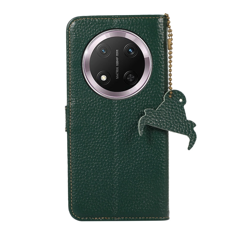 For Honor X9c Genuine Leather Litchi Texture RFID Leather Phone Case(Green) - Honor Cases by buy2fix | Online Shopping UK | buy2fix