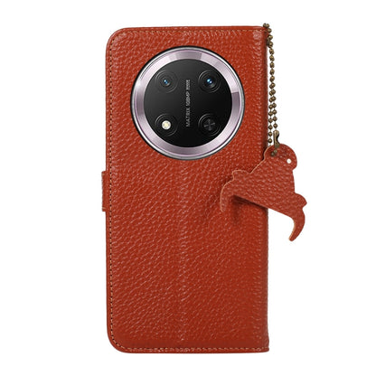 For Honor X9c Genuine Leather Litchi Texture RFID Leather Phone Case(Coffee) - Honor Cases by buy2fix | Online Shopping UK | buy2fix