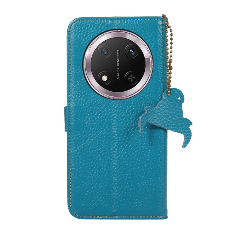 For Honor X9c Genuine Leather Litchi Texture RFID Leather Phone Case(Blue) - Honor Cases by buy2fix | Online Shopping UK | buy2fix