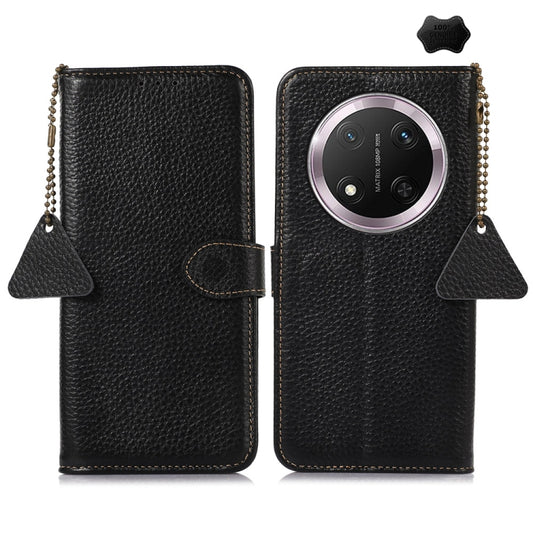 For Honor X9c Genuine Leather Litchi Texture RFID Leather Phone Case(Black) - Honor Cases by buy2fix | Online Shopping UK | buy2fix