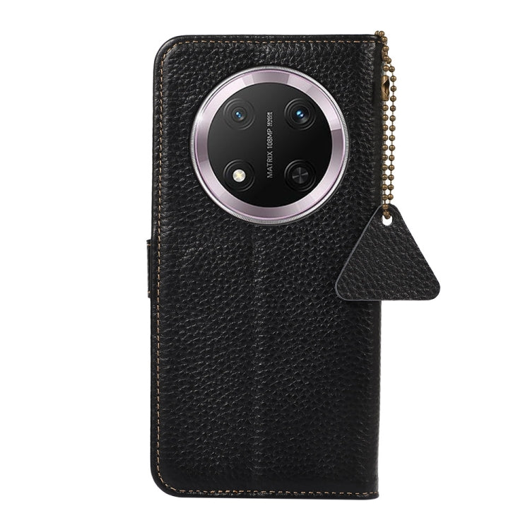 For Honor X9c Genuine Leather Litchi Texture RFID Leather Phone Case(Black) - Honor Cases by buy2fix | Online Shopping UK | buy2fix