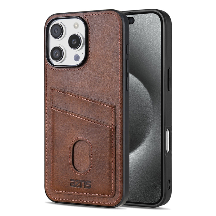 For iPhone 16 Pro AZNS K1 Series Card Slot Business Phone Case(Brown) by AZNS