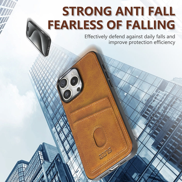 For iPhone 16 Pro AZNS K1 Series Card Slot Business Phone Case(Brown) by AZNS