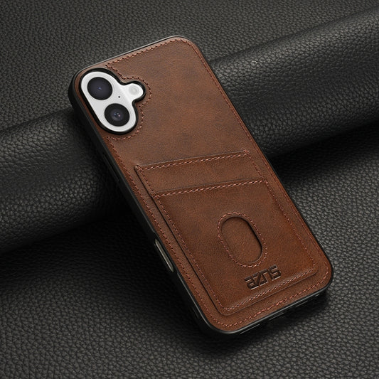 For iPhone 16 AZNS K1 Series Card Slot Business Phone Case(Brown) by AZNS
