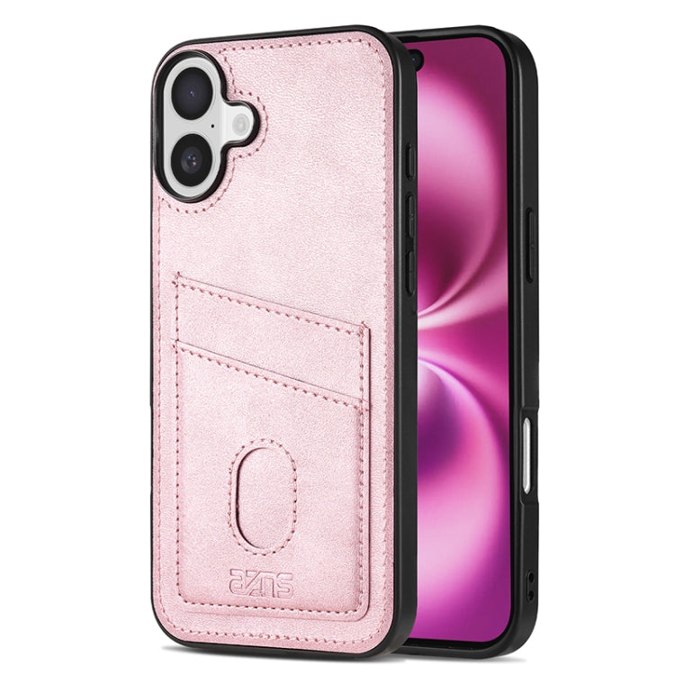 For iPhone 16 AZNS K1 Series Card Slot Business Phone Case(Pink) by AZNS