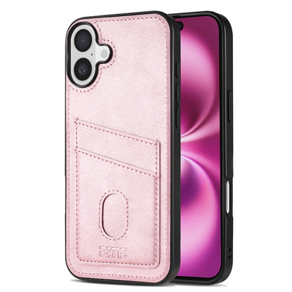 For iPhone 16 AZNS K1 Series Card Slot Business Phone Case(Pink) by AZNS