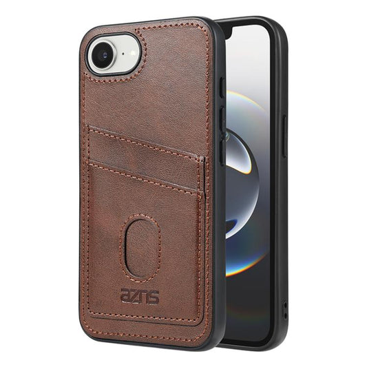 For iPhone 16e AZNS K1 Series Card Slot Business Phone Case(Brown) - iPhone 16e Cases by AZNS | Online Shopping UK | buy2fix