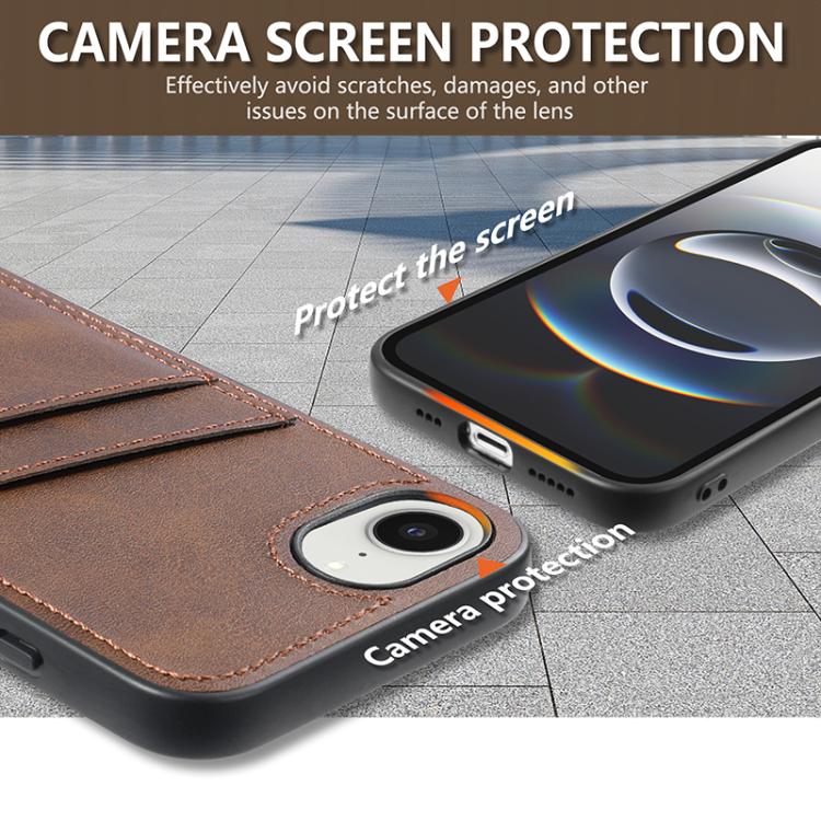 For iPhone 16e AZNS K1 Series Card Slot Business Phone Case(Brown) - iPhone 16e Cases by AZNS | Online Shopping UK | buy2fix