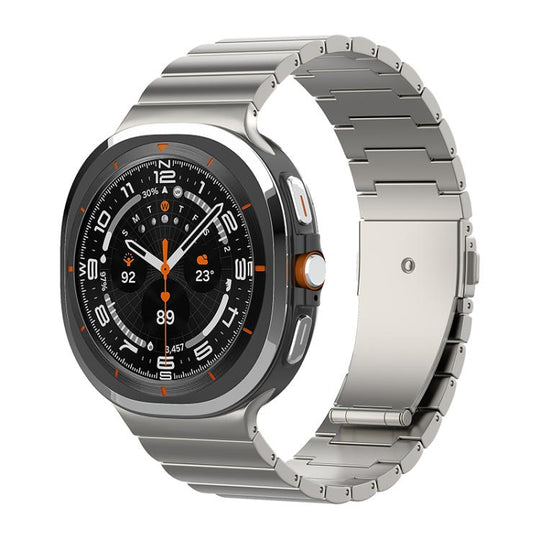 For Galaxy Watch9 / 8 / 8 Classic One Bead Flat Buckle Pure Titanium Watch Band(Titanium Color)