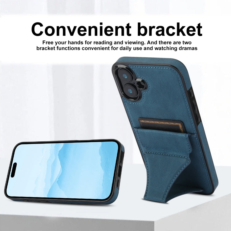 For iPhone 16 Plus Ultra-thin Shockproof Phone Protective Case with Holder(Blue) by buy2fix