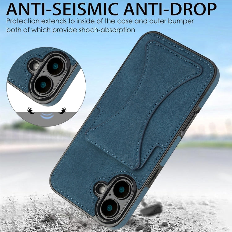 For iPhone 16 Plus Ultra-thin Shockproof Phone Protective Case with Holder(Blue) by buy2fix