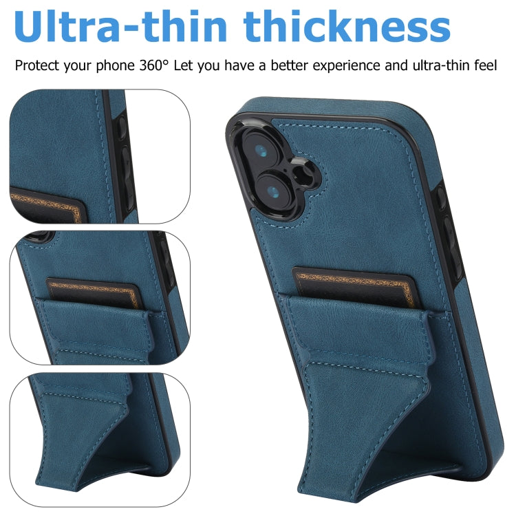 For iPhone 16 Plus Ultra-thin Shockproof Phone Protective Case with Holder(Blue) by buy2fix