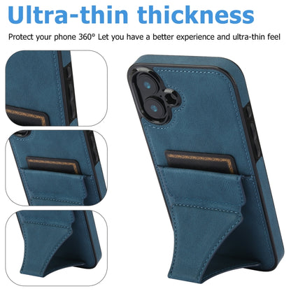 For iPhone 16 Plus Ultra-thin Shockproof Phone Protective Case with Holder(Blue) by buy2fix