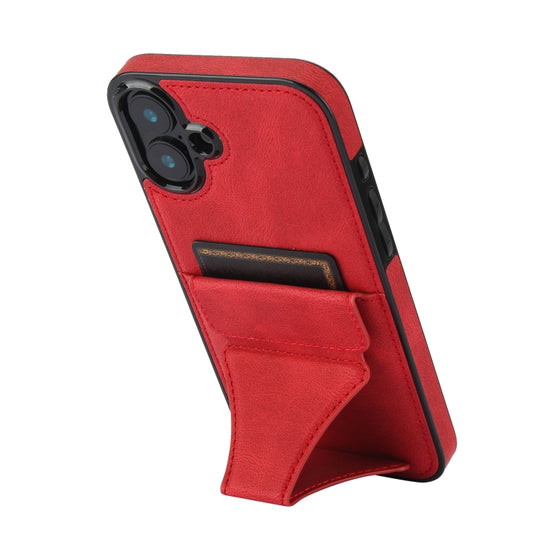 For iPhone 16 Ultra-thin Shockproof Phone Protective Case with Holder(Red) by buy2fix