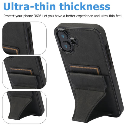 For iPhone 16 Ultra-thin Shockproof Phone Protective Case with Holder(Black) - iPhone 16 Cases by buy2fix | Online Shopping UK | buy2fix